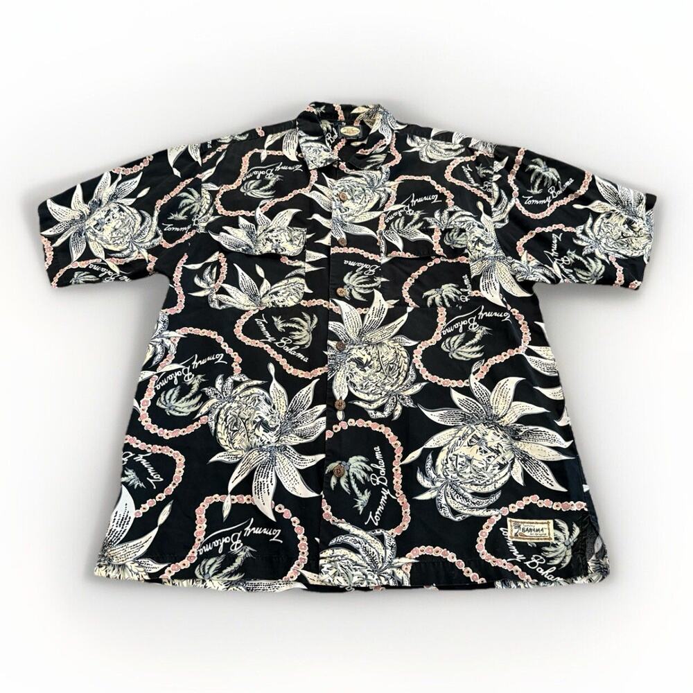 Tommy Bahama An Original Floral Print Short Sleeve Button Up Rayon Shirt Size M